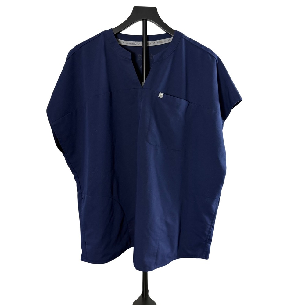 Fabletics Scrub Top Womens 2X Navy Blue V-Neck Sleeveless Medical Uniform Pock